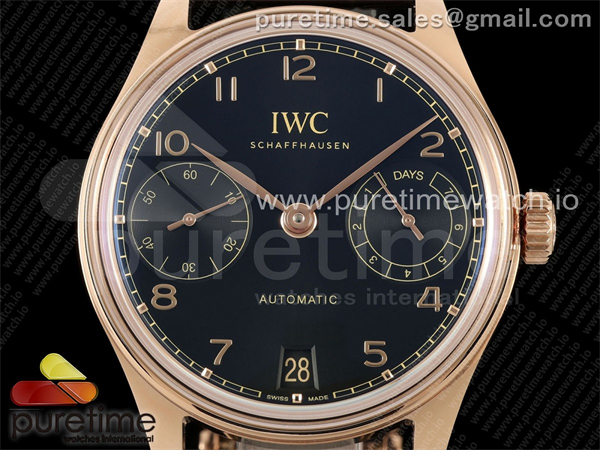 I W C APS공장 IWC 포르투기저 오토메틱 로즈골드금통 블랙다이얼 블랙가죽스트랩 Portugieser Automatic 42mm RG APSF 1_1 Best Edition Black Dial on Black Leather Strap A52010 레플리카 8번 이미지 - 시계 | 세미샵 레플리카 사이트