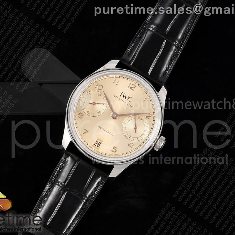 I W C APS공장 IWC 포르투기저 오토메틱 스틸 로즈골드다이얼 블랙가죽스트랩 Portugieser Automatic 42mm SS APSF 1_1 Best Edition RG Dial on Black Leather Strap A52011 레플리카 1번 이미지 - 시계 | 세미샵 레플리카 사이트