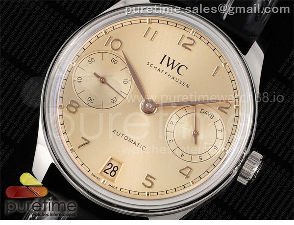 I W C APS공장 IWC 포르투기저 오토메틱 스틸 로즈골드다이얼 블랙가죽스트랩 Portugieser Automatic 42mm SS APSF 1_1 Best Edition RG Dial on Black Leather Strap A52011 레플리카 2번 이미지 - 시계 | 세미샵 레플리카 사이트