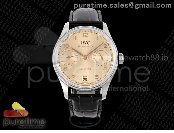 I W C APS공장 IWC 포르투기저 오토메틱 스틸 로즈골드다이얼 블랙가죽스트랩 Portugieser Automatic 42mm SS APSF 1_1 Best Edition RG Dial on Black Leather Strap A52011 레플리카 7번 이미지 - 시계 | 세미샵 레플리카 사이트