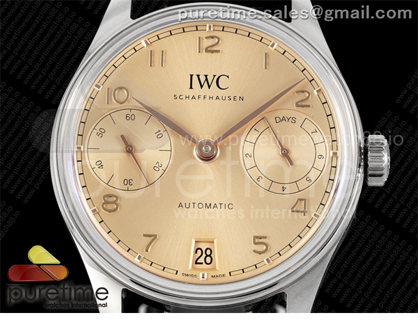 I W C APS공장 IWC 포르투기저 오토메틱 스틸 로즈골드다이얼 블랙가죽스트랩 Portugieser Automatic 42mm SS APSF 1_1 Best Edition RG Dial on Black Leather Strap A52011 레플리카 8번 이미지 - 시계 | 세미샵 레플리카 사이트