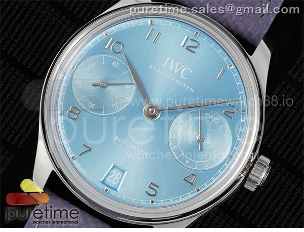 I W C APS공장 IWC 포르투기저 오토메틱 스틸 아이스블루다이얼 퍼플가죽스트랩 Portugieser Automatic 42mm SS APSF 1_1 Best Edition Ice Blue Dial on Purple Leather Strap A52011 레플리카 2번 이미지 - 시계 | 세미샵 레플리카 사이트