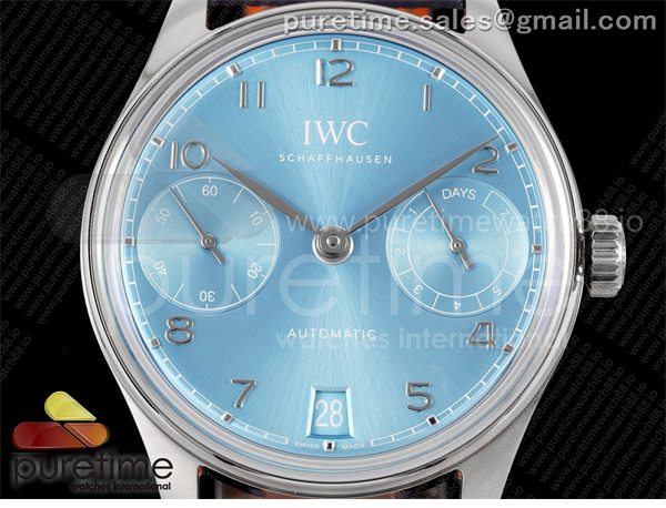 I W C APS공장 IWC 포르투기저 오토메틱 스틸 아이스블루다이얼 퍼플가죽스트랩 Portugieser Automatic 42mm SS APSF 1_1 Best Edition Ice Blue Dial on Purple Leather Strap A52011 레플리카 8번 이미지 - 시계 | 세미샵 레플리카 사이트