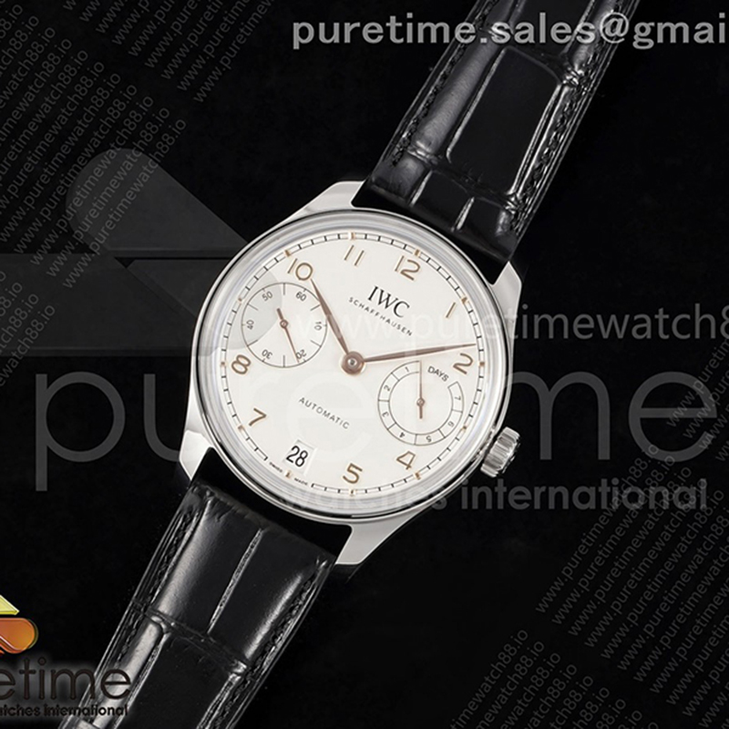 I W C APS공장 IWC 포르투기저 오토메틱 스틸 화이트다이얼 블랙가죽스트랩 Portugieser Automatic 42mm SS APSF 1_1 Best Edition White Dial RG Marker on Black Leather Strap A52011 레플리카 1번 이미지 - 시계 | 세미샵 레플리카 사이트