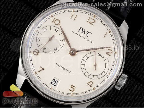 I W C APS공장 IWC 포르투기저 오토메틱 스틸 화이트다이얼 블랙가죽스트랩 Portugieser Automatic 42mm SS APSF 1_1 Best Edition White Dial RG Marker on Black Leather Strap A52011 레플리카 2번 이미지 - 시계 | 세미샵 레플리카 사이트