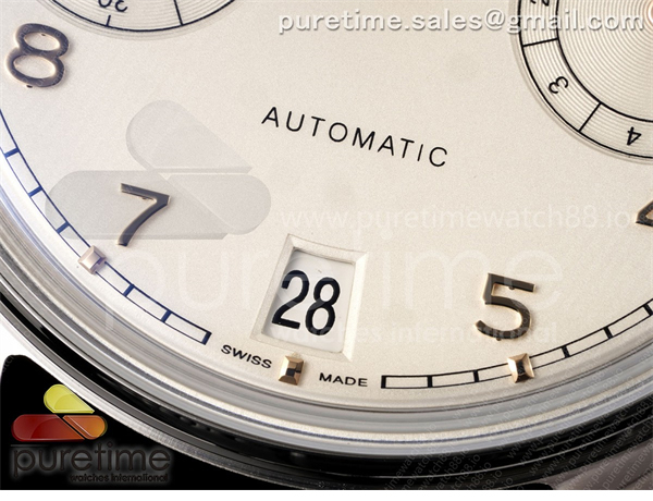 I W C APS공장 IWC 포르투기저 오토메틱 스틸 화이트다이얼 블랙가죽스트랩 Portugieser Automatic 42mm SS APSF 1_1 Best Edition White Dial RG Marker on Black Leather Strap A52011 레플리카 5번 이미지 - 시계 | 세미샵 레플리카 사이트