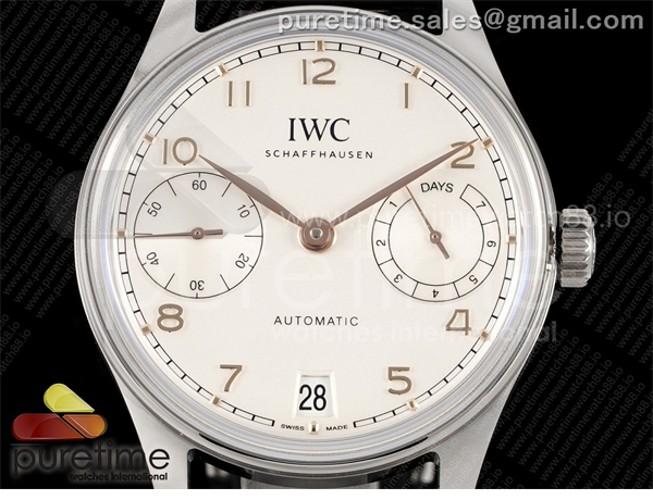 I W C APS공장 IWC 포르투기저 오토메틱 스틸 화이트다이얼 블랙가죽스트랩 Portugieser Automatic 42mm SS APSF 1_1 Best Edition White Dial RG Marker on Black Leather Strap A52011 레플리카 8번 이미지 - 시계 | 세미샵 레플리카 사이트