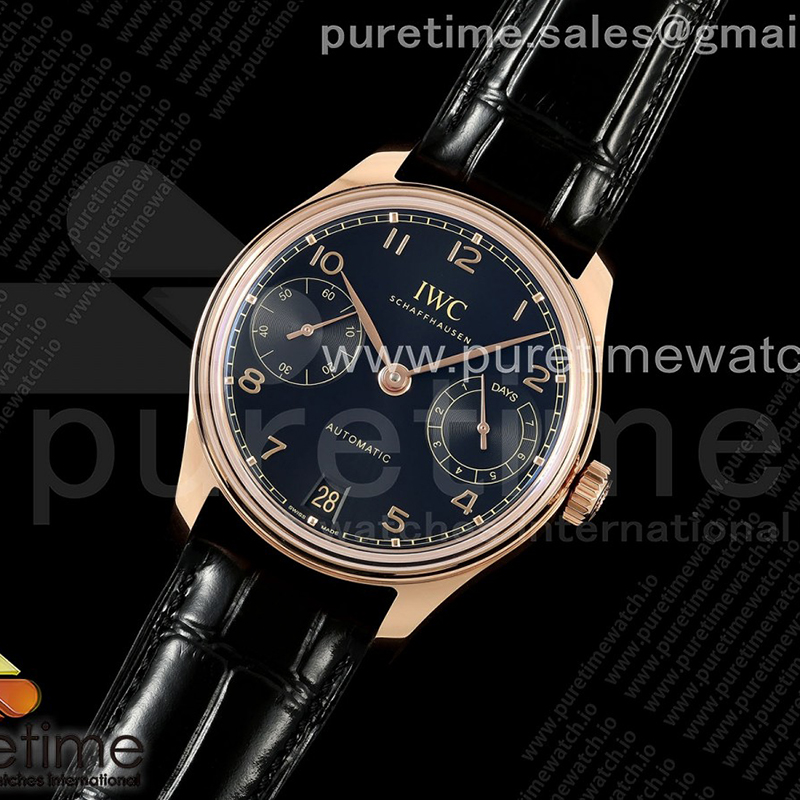 APS공장 IWC 포르투기저 오토메틱 로즈골드금통 블랙다이얼 블랙가죽스트랩 Portugieser Automatic 42mm RG APSF 1_1 Best Edition Black Dial on Black Leather Strap A52010