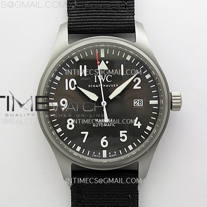 I W C M+공장 IWC 마크20 그레이다이얼 블랙스트랩 Pilot Mark XX IW3282 Ti M+F 1_1 Best Edition Gray Dial on Black Nylon Strap MIYOTA 9015 엠플러스 레플리카 1번 이미지 - 시계 | 세미샵 레플리카 사이트