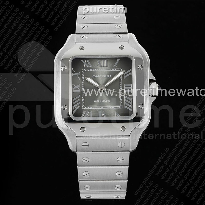 AF공장 까르띠에 산토스 미디움 그레이다이얼 브레이슬릿 Santos de Cartier 35mm SS AF 1_1 Best Edition Gray Dial on SS SmartLinks Bracelet MIYOTA 9015 _