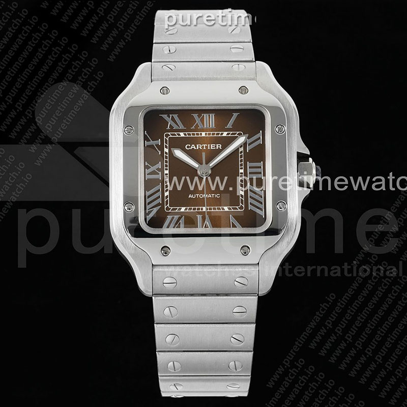 AF공장 까르띠에 산토스 미디움 브라운다이얼 브레이슬릿 Santos de Cartier 35mm SS AF 1_1 Best Edition Brown Dial on SS SmartLinks Bracelet MIYOTA 9015