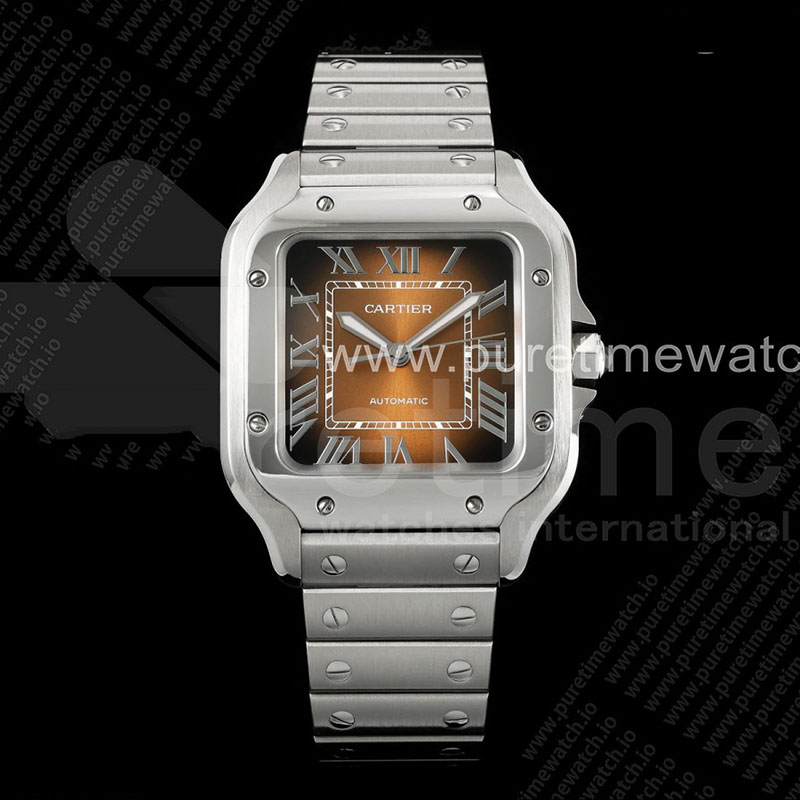 BV공장 까르띠에 산토스 2018 미디움 스틸 브라운다이얼 스마트링크브레이슬릿 Santos de Cartier 35mm SS BVF 1_1 Best Edition Brown Dial on SS SmartLinks Bracelet MIYOTA 9015 _