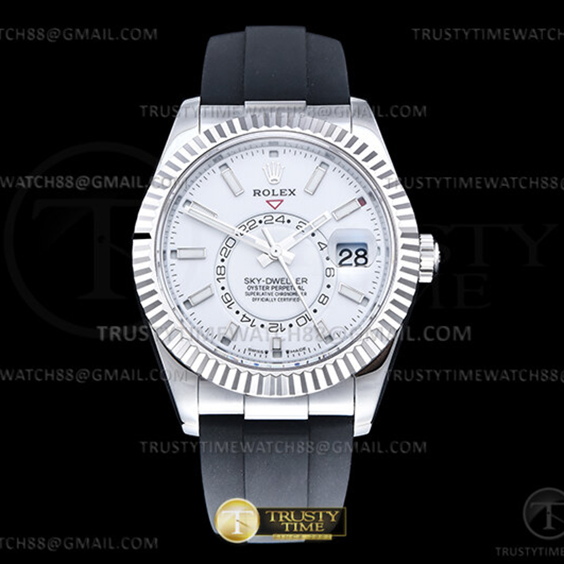 ZF공장 롤렉스 스카이드웰러 스틸 화이트다이얼 러버스트랩 텅스텐 Skydweller 336239 Wt WG_RU White ZF V2 Asia 2824