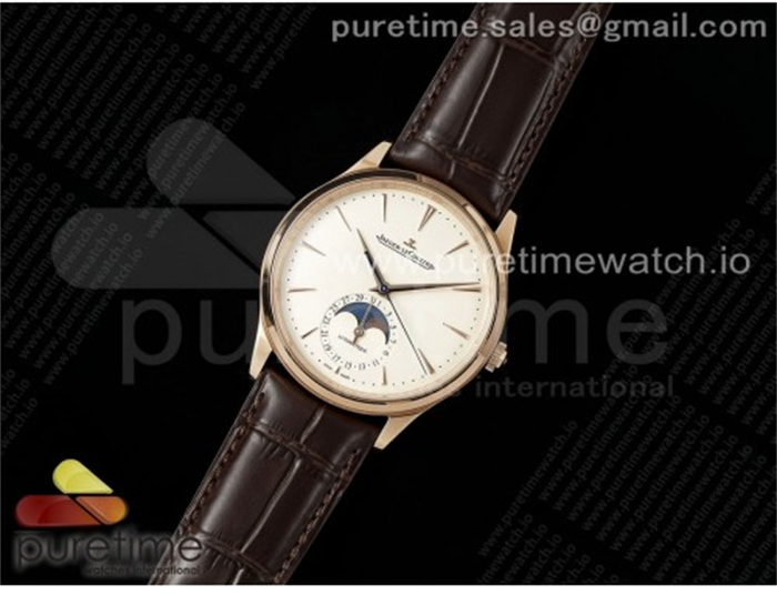Jaeger Le Coultre APS공장 예거르쿨트르 마스터 울트라씬 문페이즈 로즈골드금통 화이트다이얼 브라운가죽스트랩 Master Ultra Thin Moon RG APSF 1_1 Best Edition White Dial on Brown Leather Strap SA925 Super Clone 레플리카 11번 이미지 - 시계 | 세미샵 레플리카 사이트