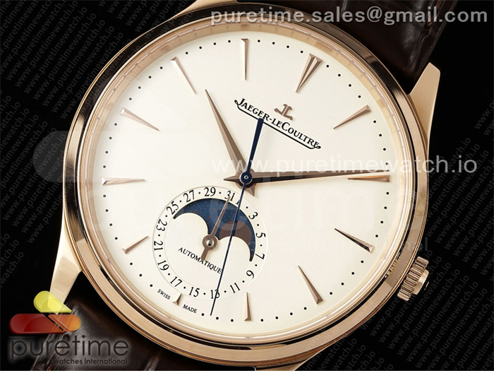 Jaeger Le Coultre APS공장 예거르쿨트르 마스터 울트라씬 문페이즈 로즈골드금통 화이트다이얼 브라운가죽스트랩 Master Ultra Thin Moon RG APSF 1_1 Best Edition White Dial on Brown Leather Strap SA925 Super Clone 레플리카 12번 이미지 - 시계 | 세미샵 레플리카 사이트