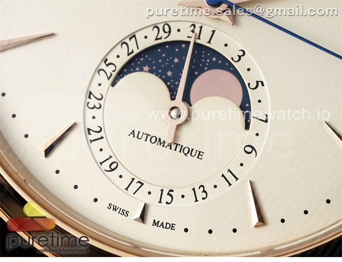 Jaeger Le Coultre APS공장 예거르쿨트르 마스터 울트라씬 문페이즈 로즈골드금통 화이트다이얼 브라운가죽스트랩 Master Ultra Thin Moon RG APSF 1_1 Best Edition White Dial on Brown Leather Strap SA925 Super Clone 레플리카 14번 이미지 - 시계 | 세미샵 레플리카 사이트