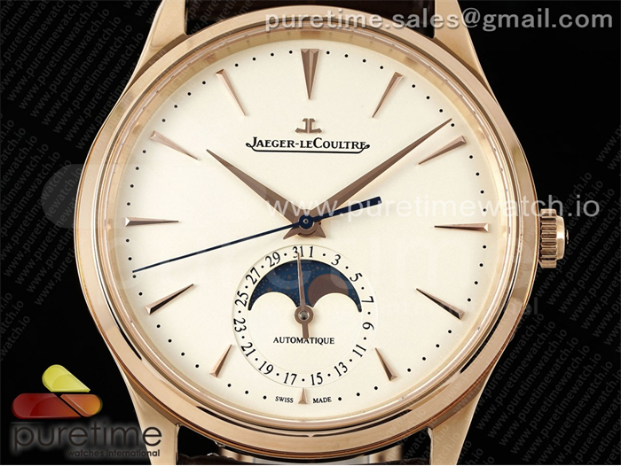 Jaeger Le Coultre APS공장 예거르쿨트르 마스터 울트라씬 문페이즈 로즈골드금통 화이트다이얼 브라운가죽스트랩 Master Ultra Thin Moon RG APSF 1_1 Best Edition White Dial on Brown Leather Strap SA925 Super Clone 레플리카 16번 이미지 - 시계 | 세미샵 레플리카 사이트