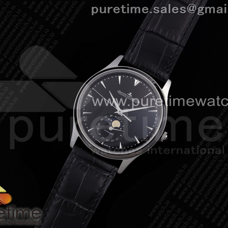 AZ공장 예거 울씬문 블랙다이얼 가죽스트랩 Master Ultra Thin Moon SS AZF 1_1 Best Edition Black Dial on Black Leather Strap A925