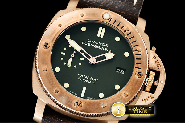 VS공장 파네라이 PAM382 브론조 그린다이얼 가죽스트랩 PAM382N Bronzo Submersible BR_LE Green VSF V2 Mod9000 - 상세 이미지
