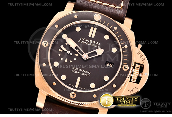 VS공장 파네라이 PAM968 브론조 브라운다이얼 가죽스트랩 PAM 968 Submersible Bronzo 47mm BR_LE Brn VSF Mod 9010 - 상세 이미지