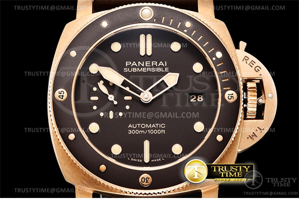 VS공장 파네라이 PAM968 브론조 브라운다이얼 가죽스트랩 PAM 968 Submersible Bronzo 47mm BR_LE Brn VSF Mod 9010 - 상세 이미지