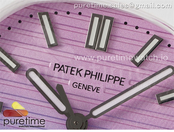 Patek Philippe AMG공장 파텍필립 노틸러스 5711 화이트풀세라믹 퍼플그라데이션다이얼 화이트러버스트랩 AET Nautilus 5711 White Ceramic AMGF Best Edition Purple_Pink Dial on White Rubber Strap MIYOTA 9015 레플리카 4번 이미지 - 시계 | 세미샵 레플리카 사이트