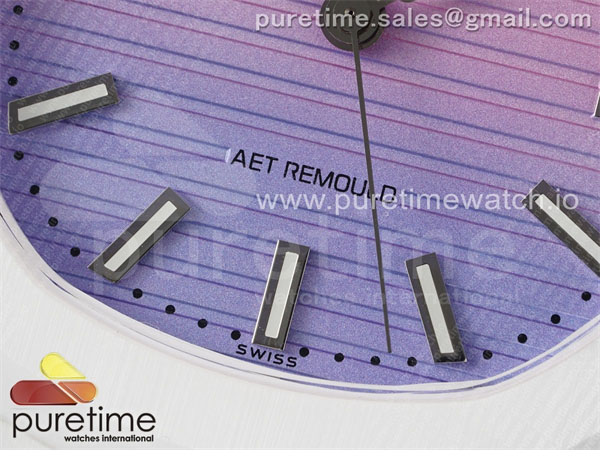 Patek Philippe AMG공장 파텍필립 노틸러스 5711 화이트풀세라믹 퍼플그라데이션다이얼 화이트러버스트랩 AET Nautilus 5711 White Ceramic AMGF Best Edition Purple_Pink Dial on White Rubber Strap MIYOTA 9015 레플리카 6번 이미지 - 시계 | 세미샵 레플리카 사이트