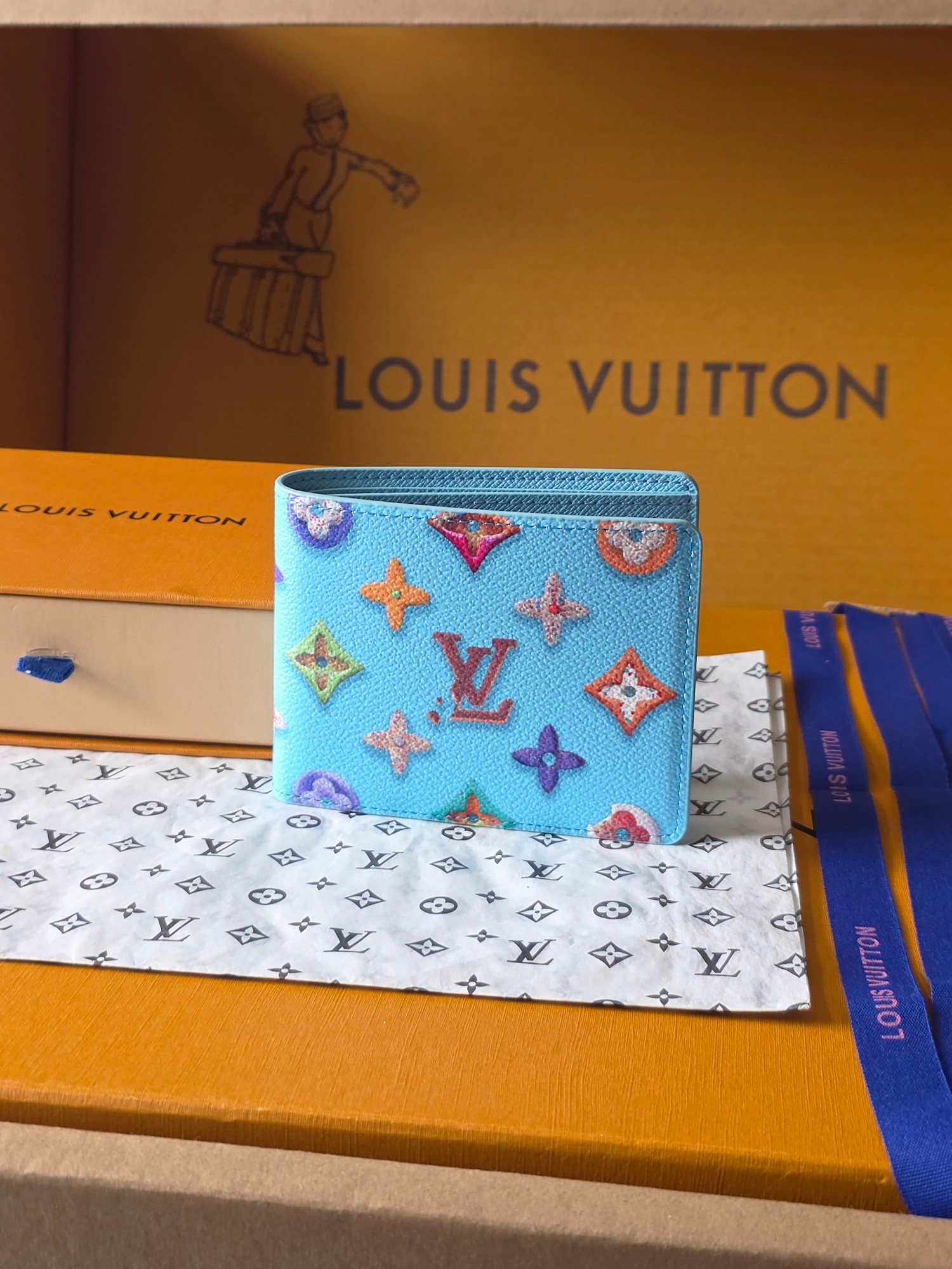Louis Vuitton 루이비통 슬렌더 월릿 모노그램 크래커 블루 레플리카 1번 이미지 - 지갑 | 세미샵 레플리카 사이트