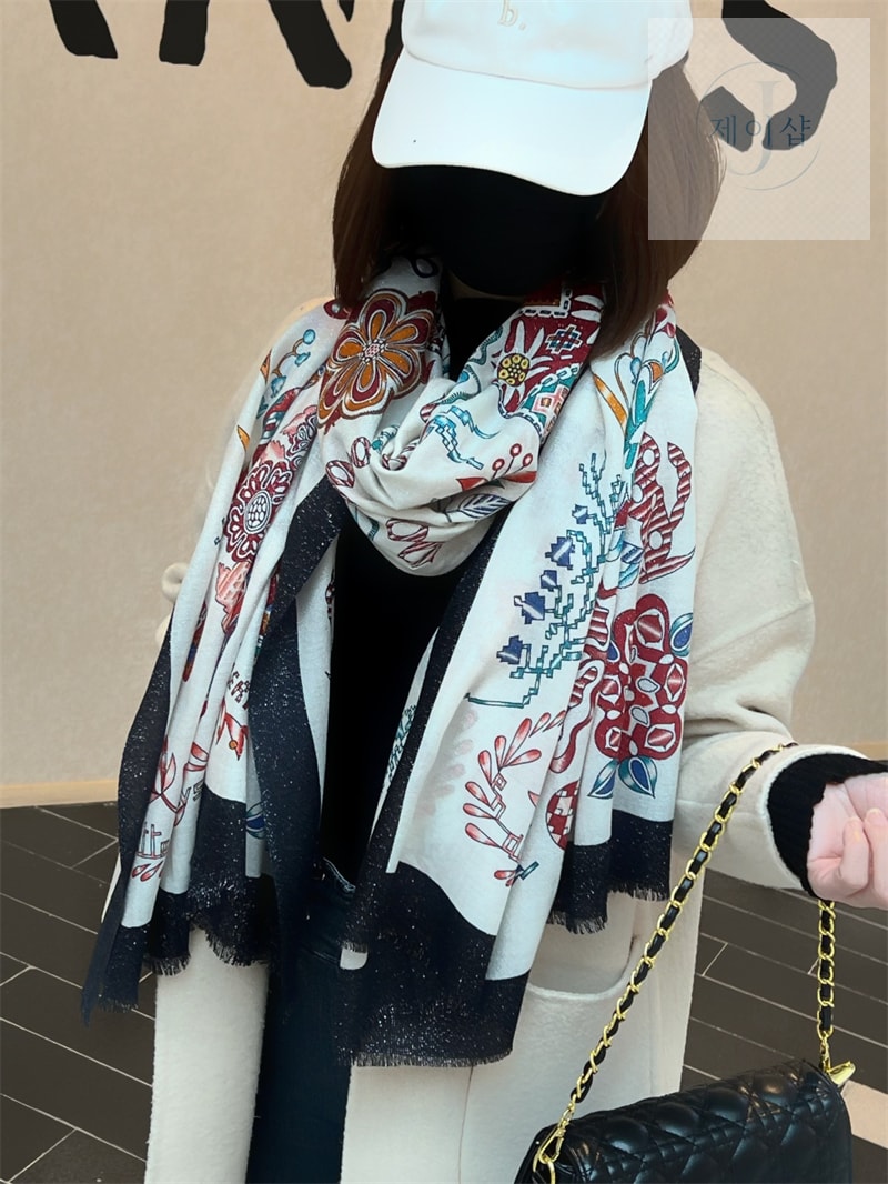 에르메스 캐시미어 숄 머플러 - 상세 이미지