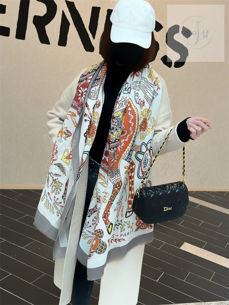 에르메스 캐시미어 숄 머플러 - 상세 이미지