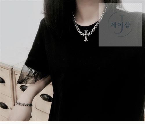 크롬하츠 페이퍼 라지 크로스 펜던트 목걸이 50cm - 상세 이미지