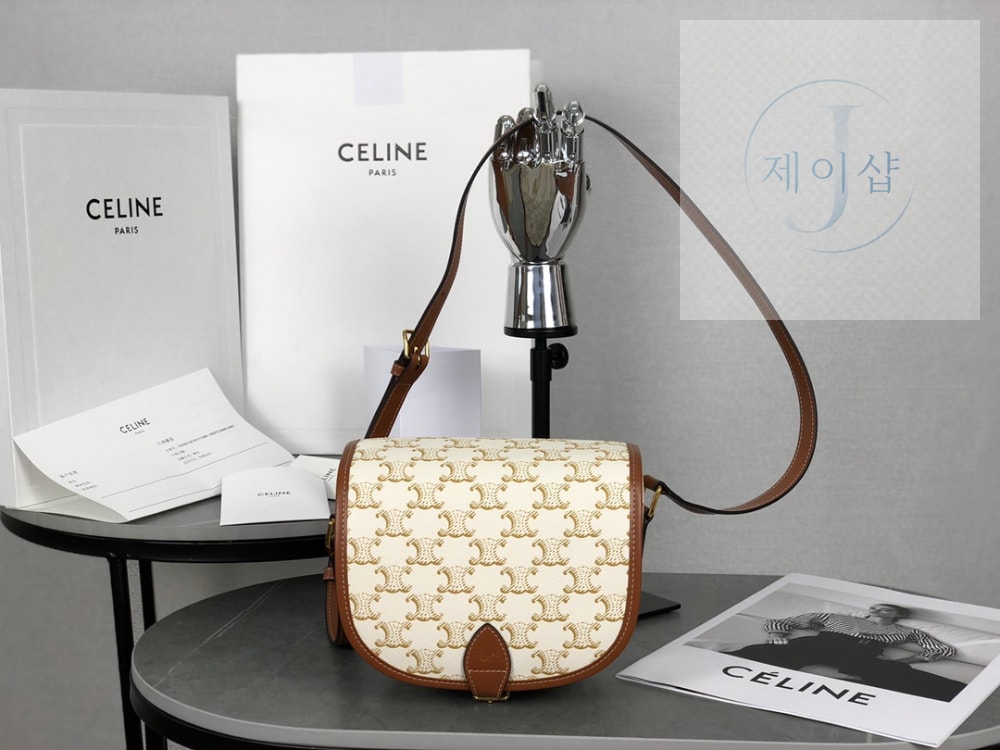 Celine Folco bag in Triomphe Canvas and Calfskin