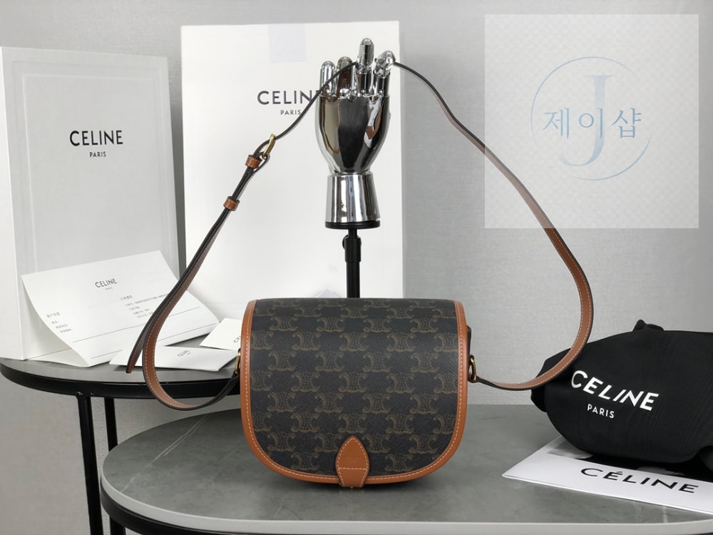Celine Folco bag in Triomphe Canvas and Calfskin