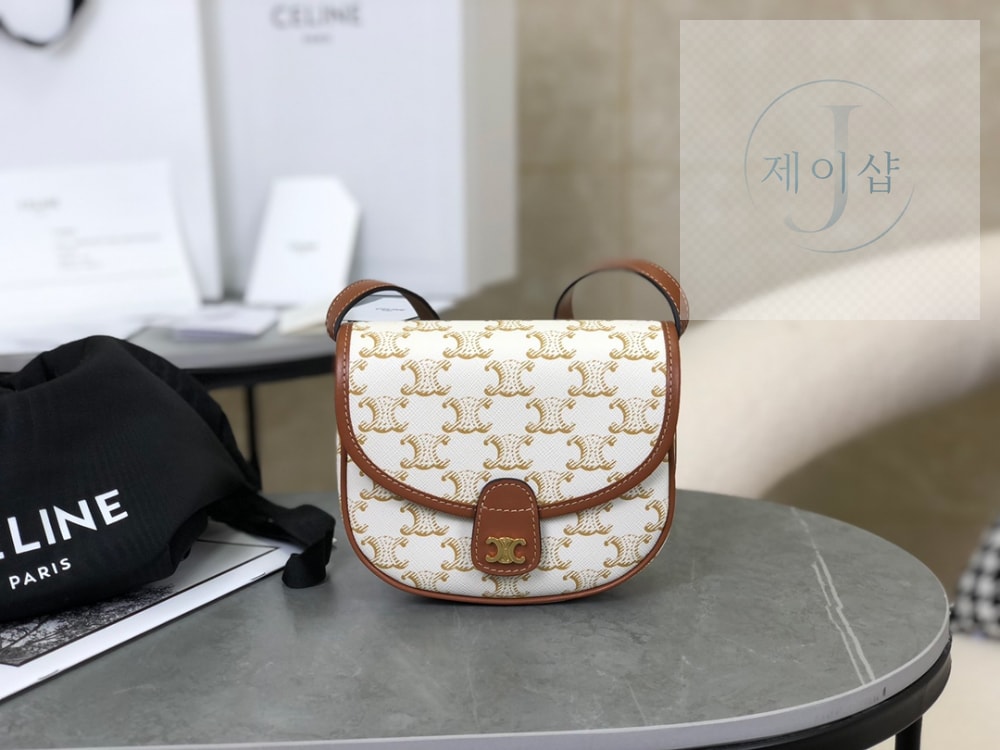 Celine Mini Besace Triomphe Canvas and Calfskin
