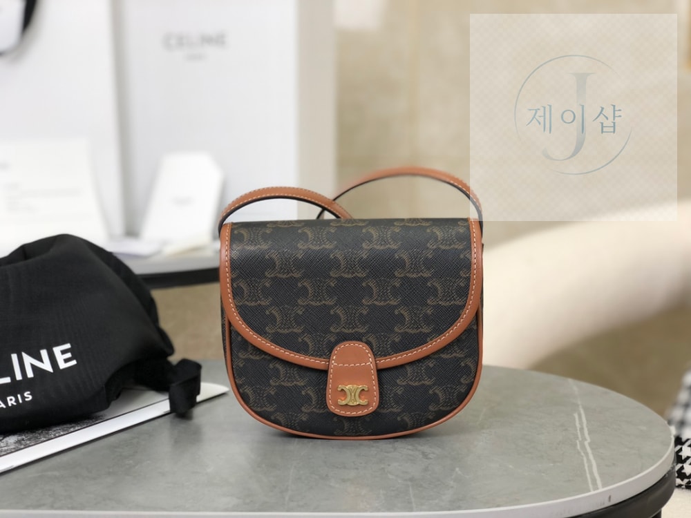 Celine Mini Besace Triomphe Canvas and Calfskin