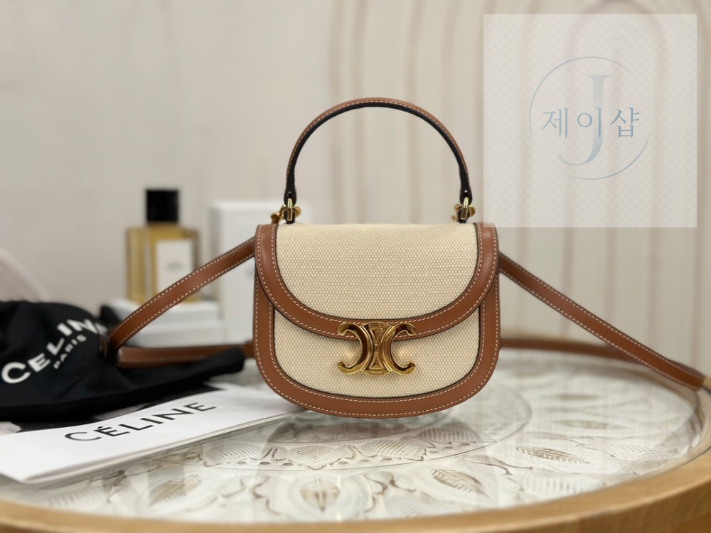 Celine Mini Clea Vesace Canvas & Calfskin