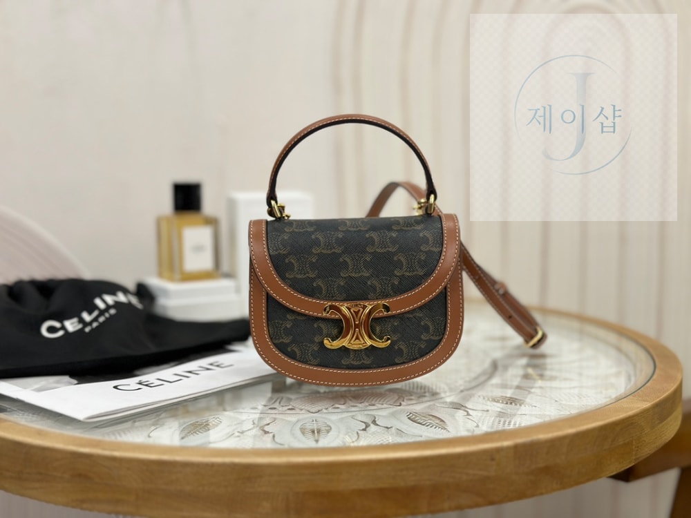 Celine Mini Clea Vesace Canvas & Calfskin