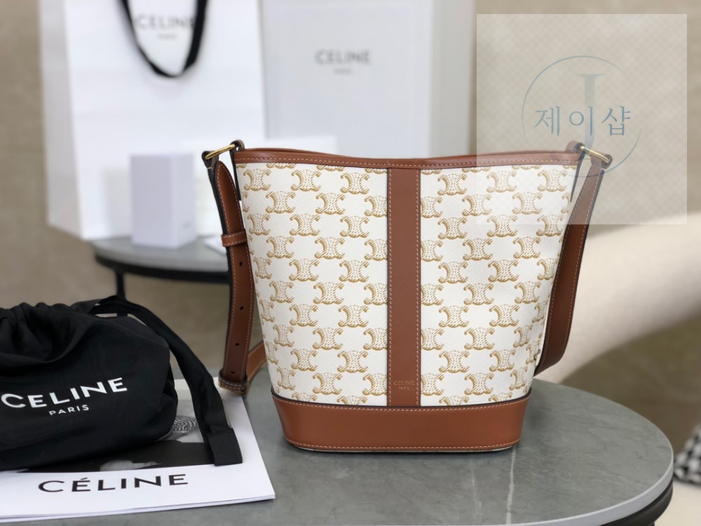 Celine Small Bucket Triomphe Canvas & Calfskin