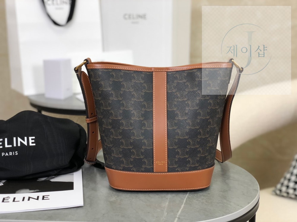 Celine Small Bucket Triomphe Canvas & Calfskin