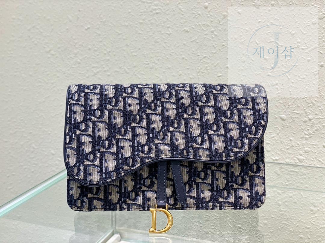 Dior Saddle Pouch Blue Oblique Chain