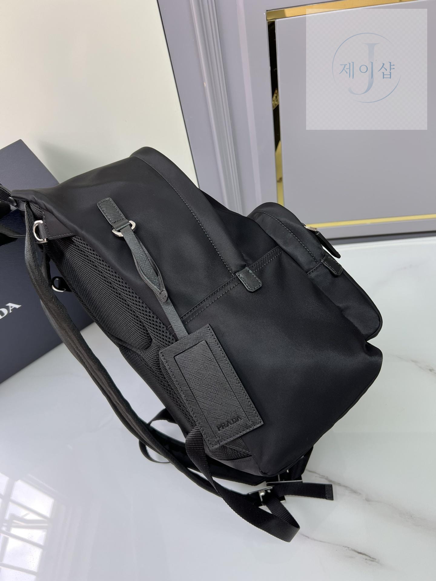 Prada Nylon Triangle Logo Backpack - 상세 이미지