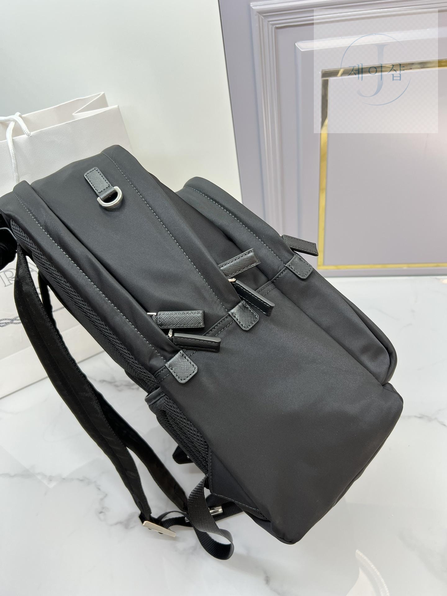 Re-Nylon Logo Plaque BackPack - 상세 이미지