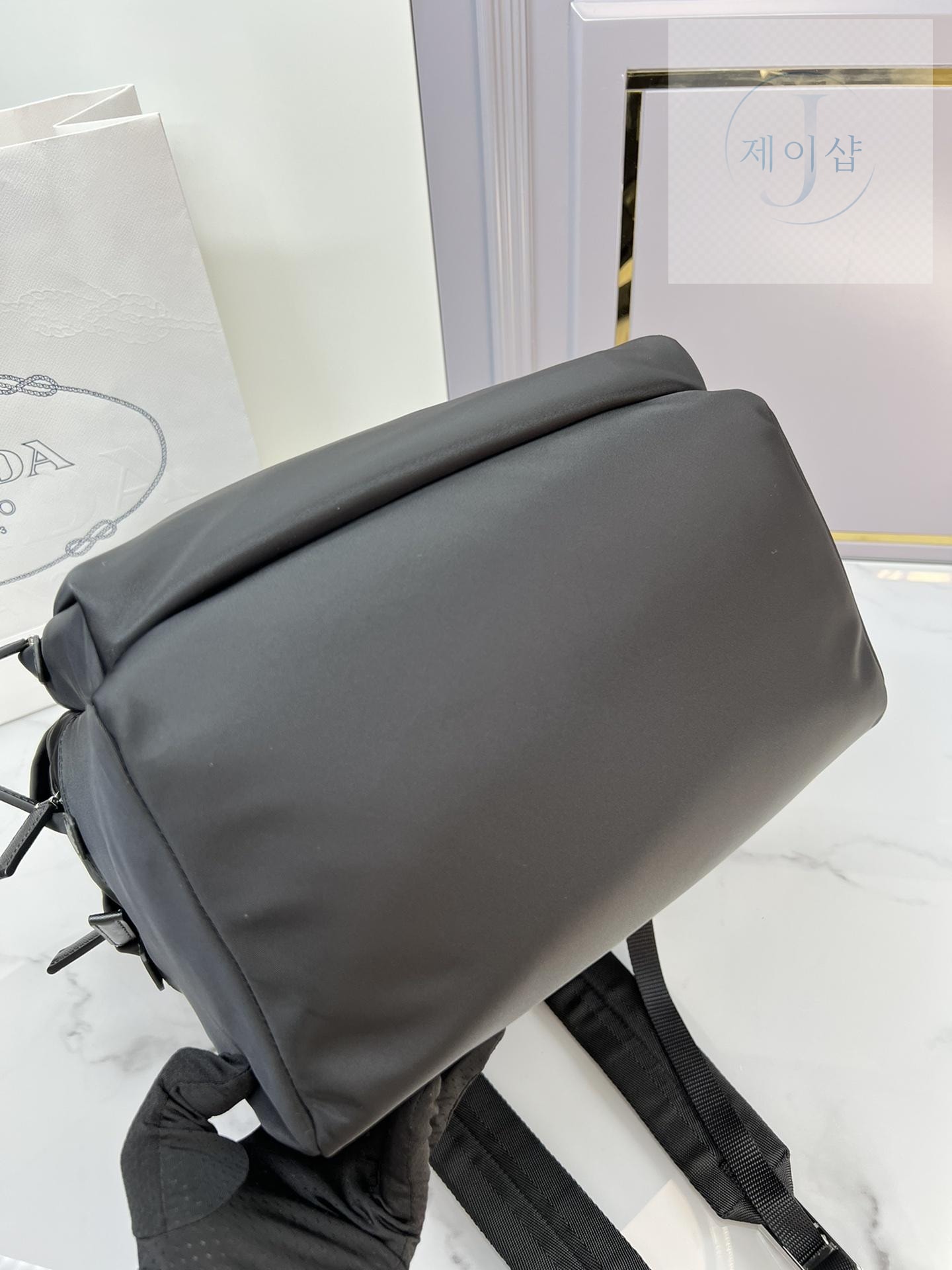Re-Nylon Logo Plaque BackPack - 상세 이미지