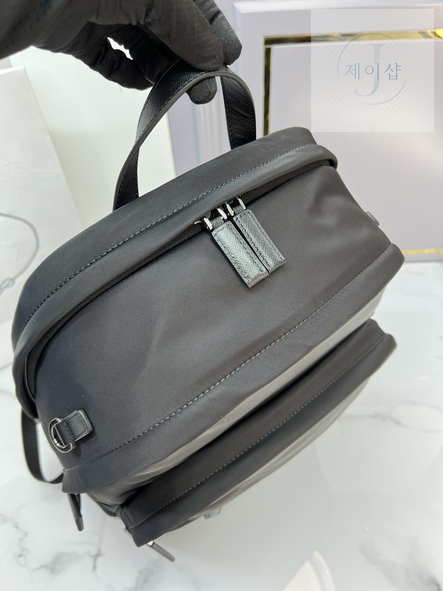 Re-Nylon Logo Plaque BackPack - 상세 이미지
