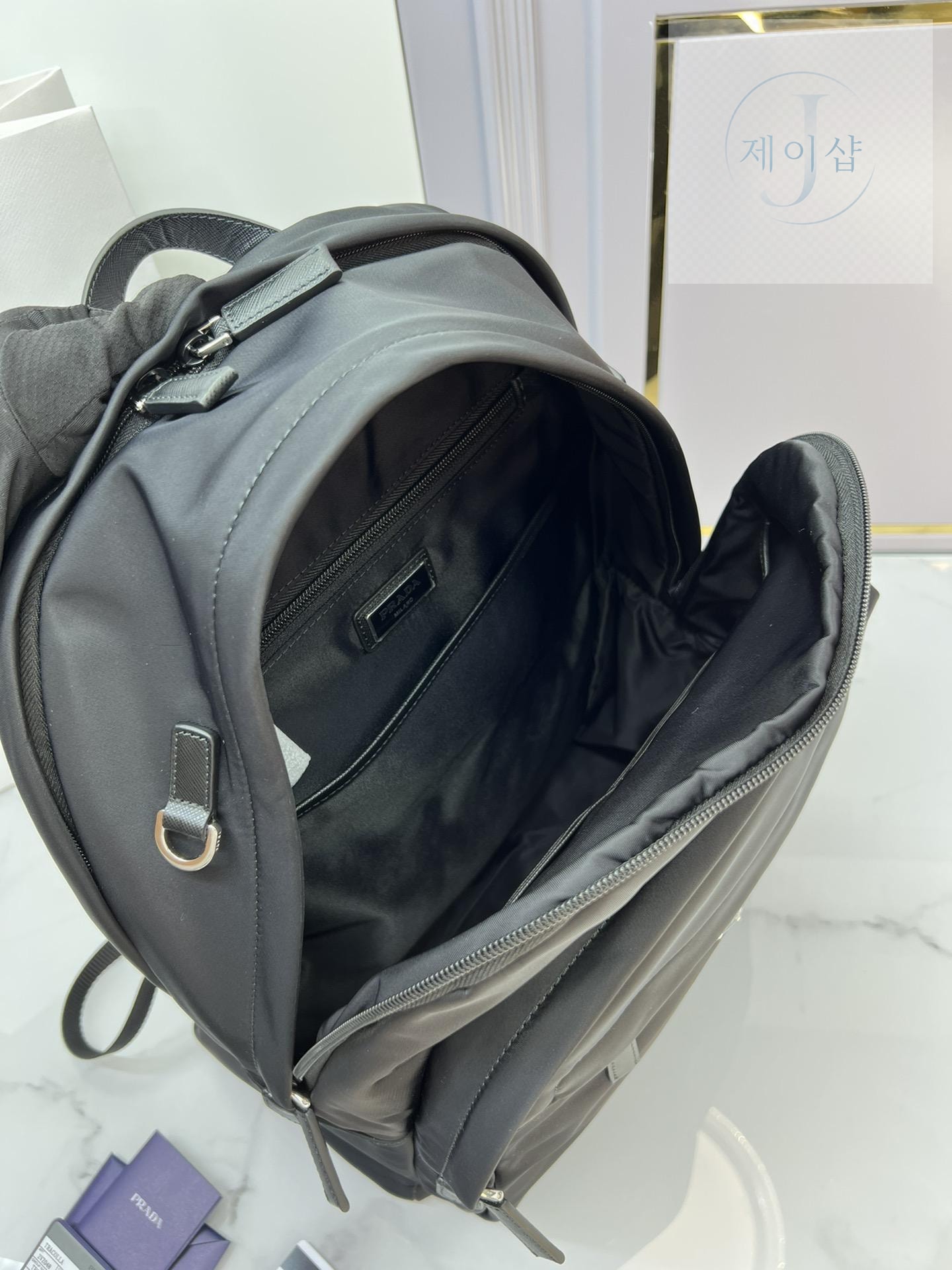 Re-Nylon Logo Plaque BackPack - 상세 이미지