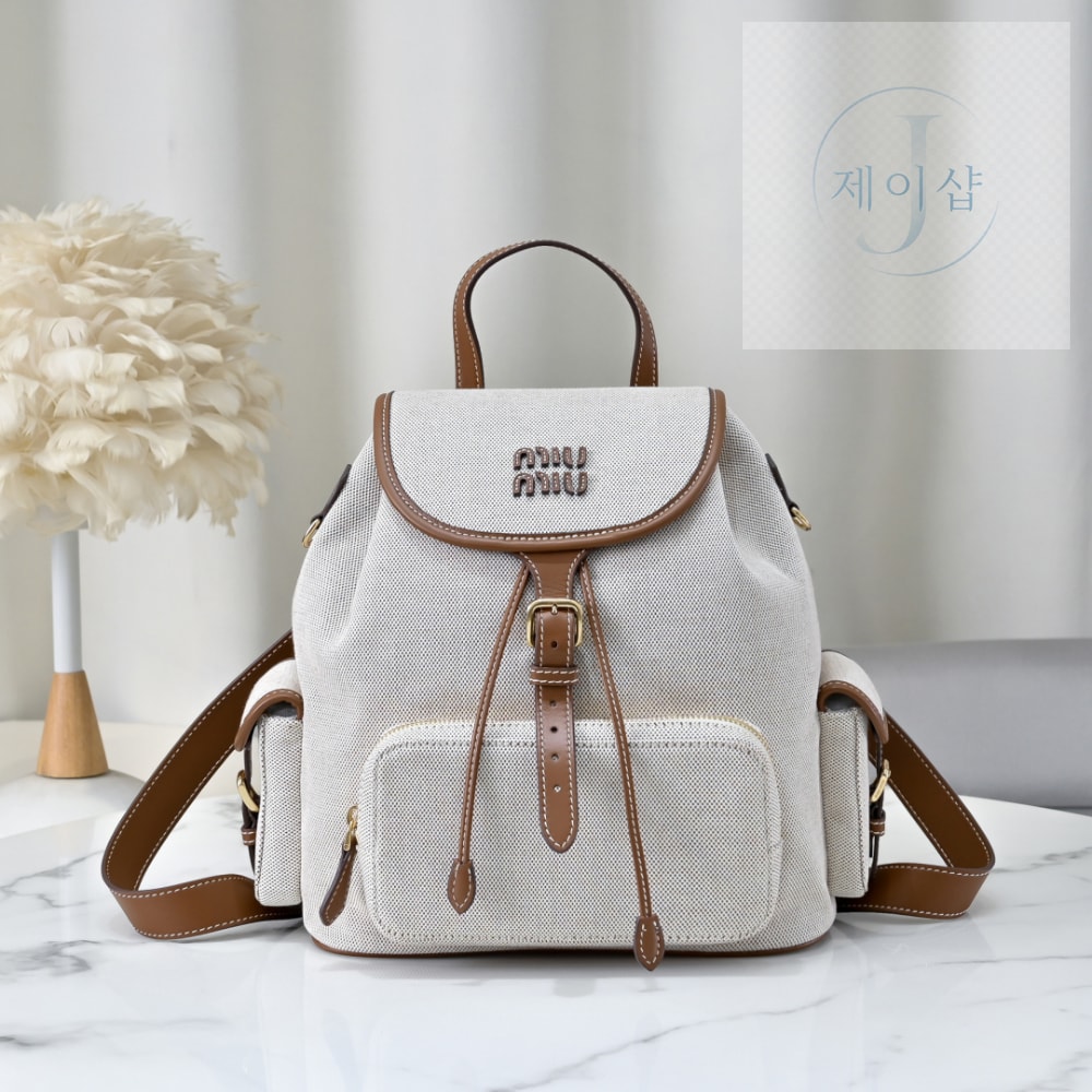 Miu Miu Canvas And Leather Backpack