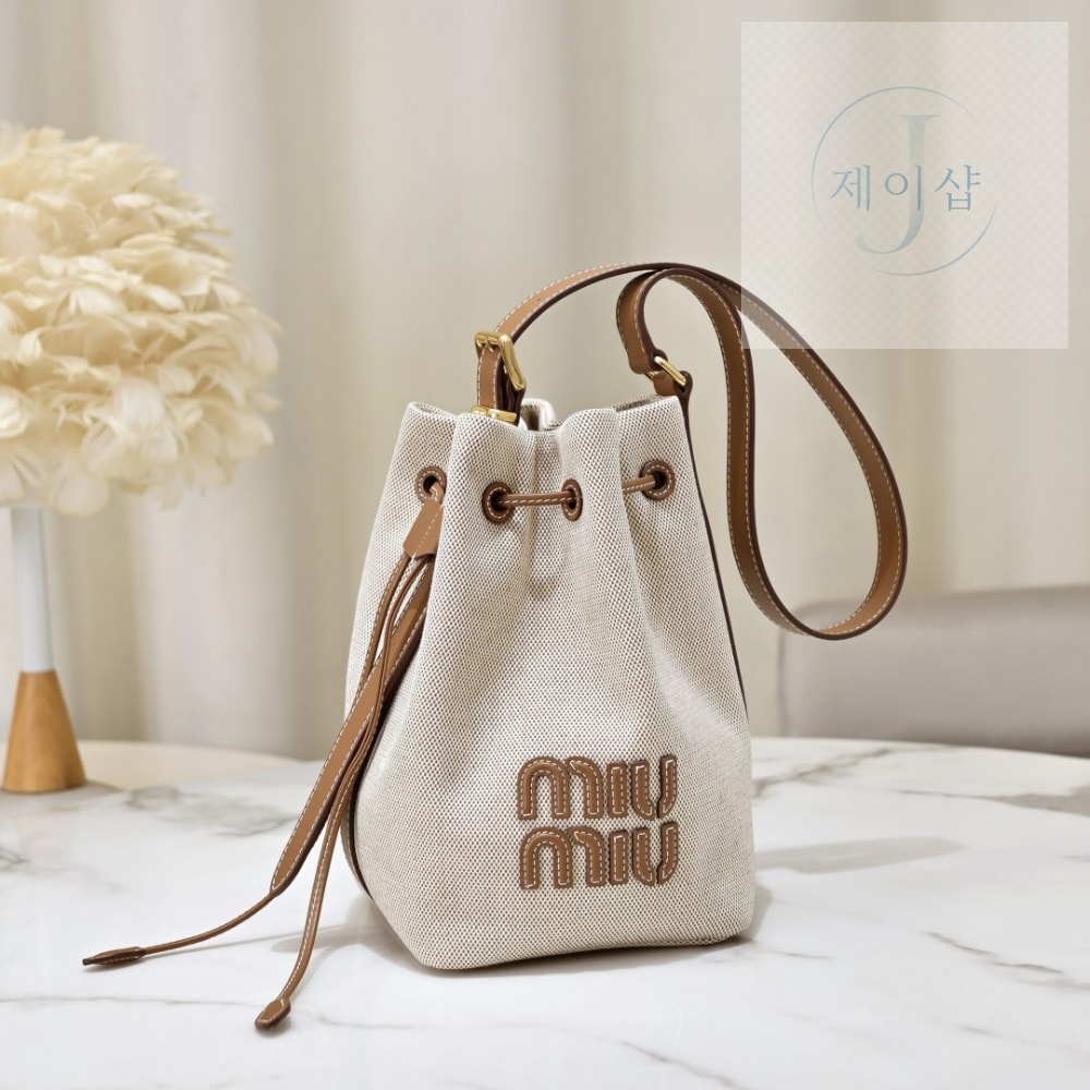 Miu Miu Canvas Leather Bucket