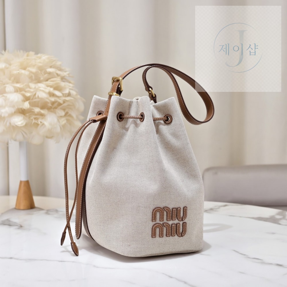 Miu Miu Canvas Leather Bucket