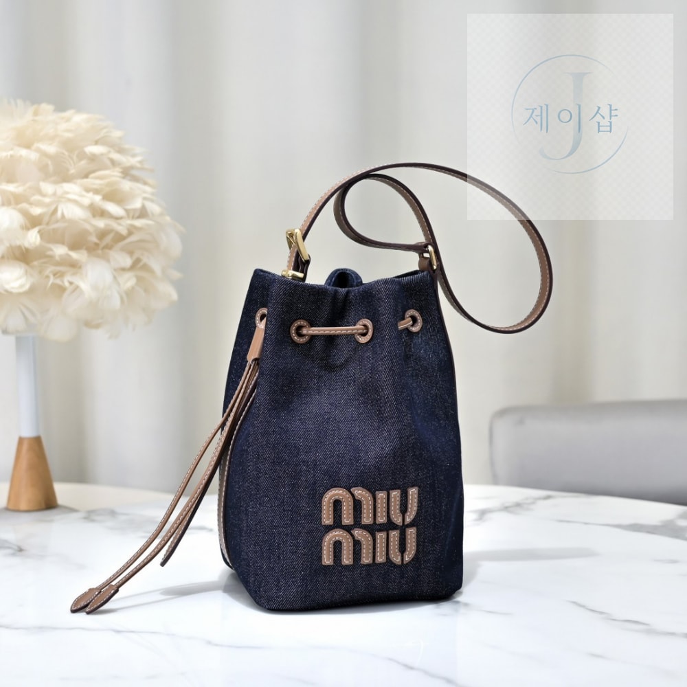 Miu Miu Denim Leather Bucket