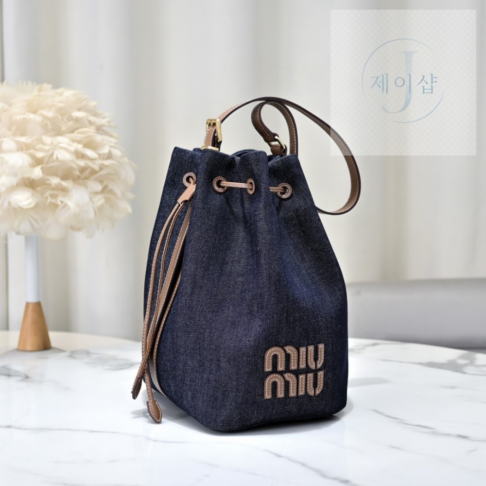 Miu Miu Denim Leather Bucket